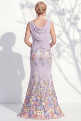 Dark Green Mermaid Bateau Neck 3D Floral Long Mother Of the Bride Dress