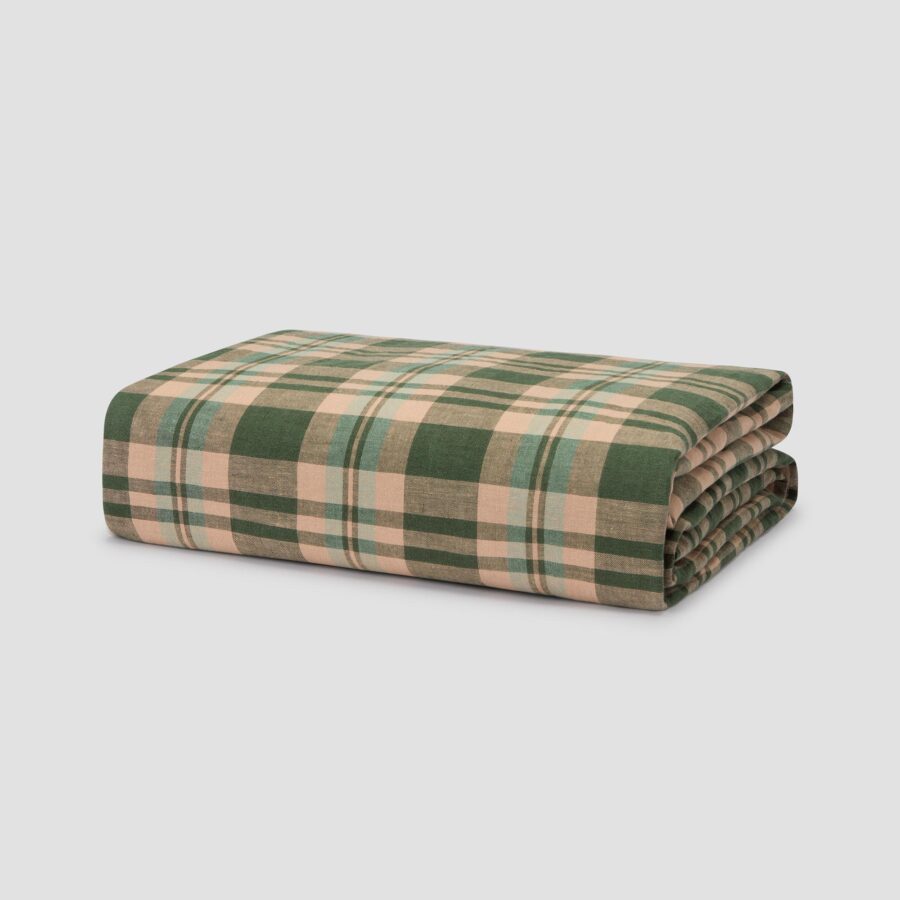 Zeyso Linen Blend Duvet Cover – Fern Green Dallington Check - Image 4