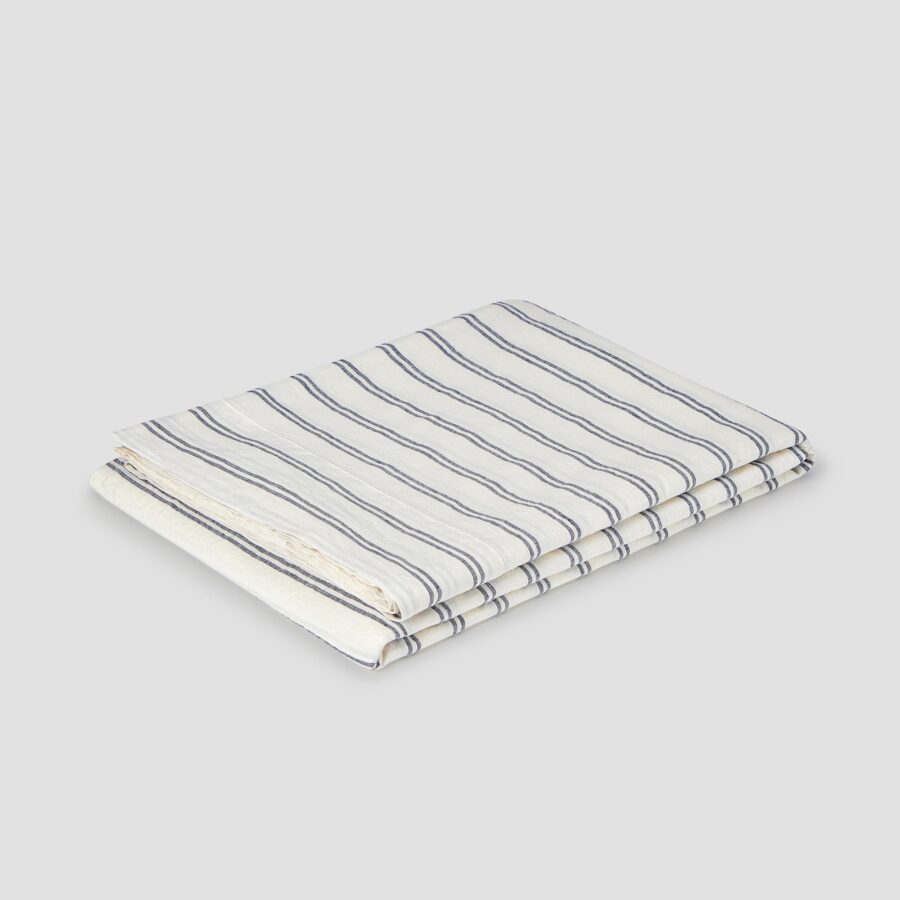 Zeyso Linen Flat Sheet – Ivory Kemptown Stripe - Image 3