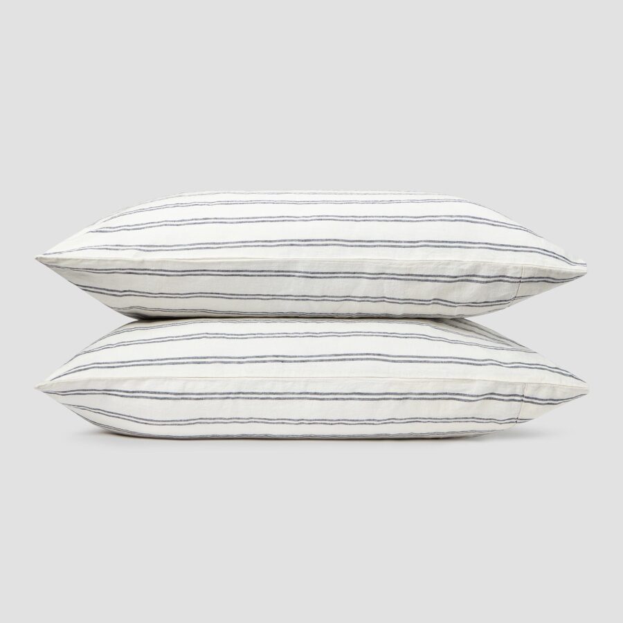Zeyso Linen Pillowcases (Pair) – Ivory Kemptown Stripe - Image 3