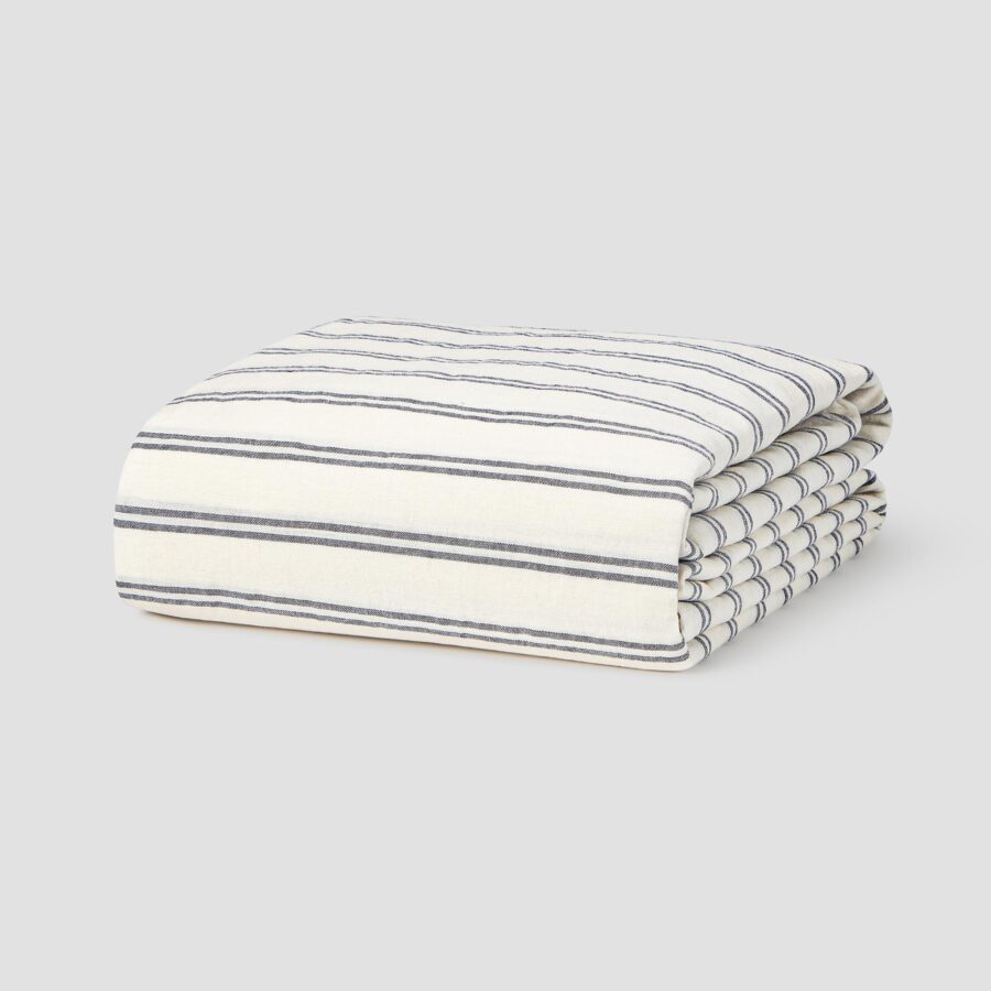 Zeyso Linen Duvet Cover – Ivory Kemptown Stripe - Image 3