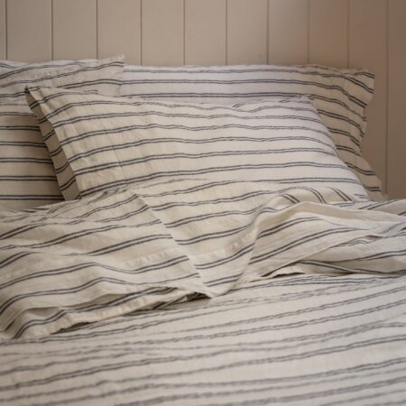 Zeyso Linen Pillowcases (Pair) – Ivory Kemptown Stripe
