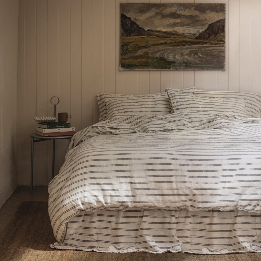 Zeyso Linen Duvet Cover – Ivory Kemptown Stripe
