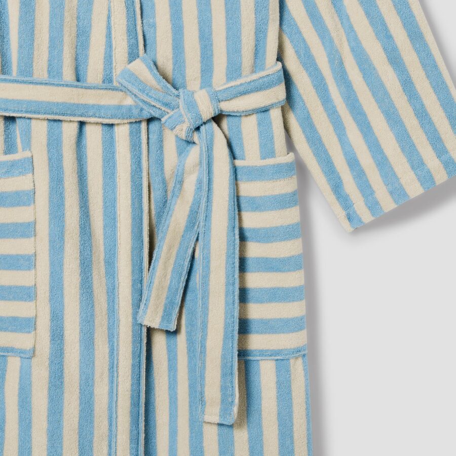 Zeyso Cotton Robe – Coastal Blue Pembroke Stripe - Image 3