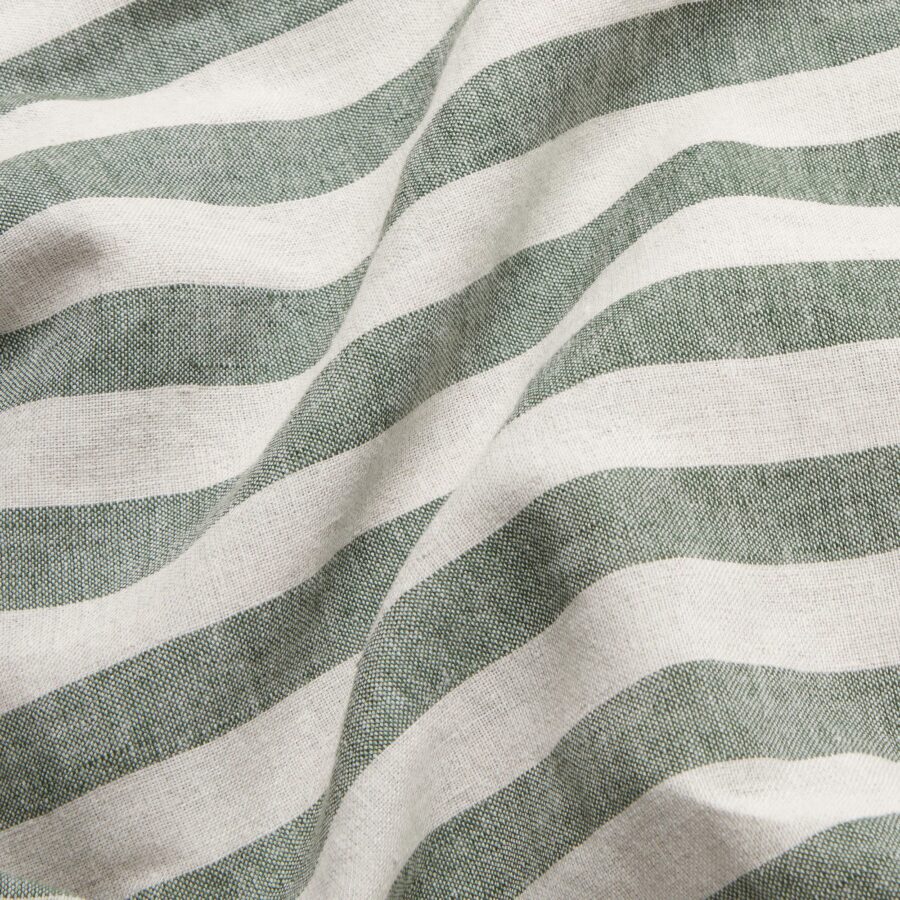 Zeyso Linen Blend Fitted Sheet – Fern Pembroke Stripe - Image 2