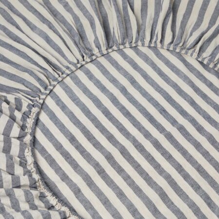 Zeyso Linen Blend Fitted Sheet – Atlantic Pembroke Stripe