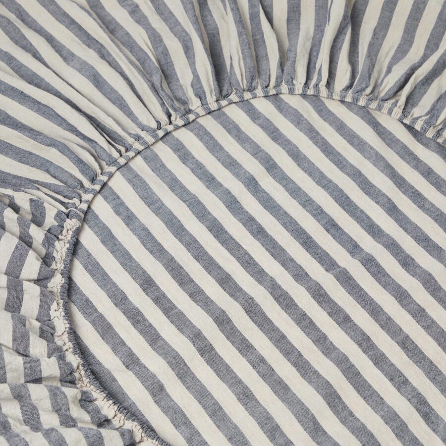 Zeyso Linen Blend Fitted Sheet – Atlantic Pembroke Stripe