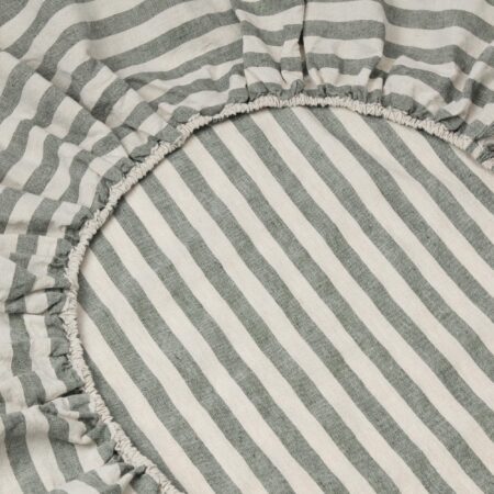 Zeyso Linen Blend Fitted Sheet – Fern Pembroke Stripe