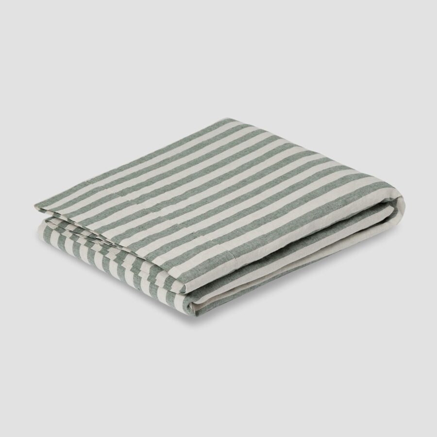 Zeyso Linen Blend Fitted Sheet – Fern Pembroke Stripe - Image 3
