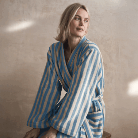 Zeyso Cotton Robe – Coastal Blue Pembroke Stripe